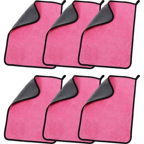 Mikrofasertücher Für Die Autoreinigung (6 Stück, 500 G/m²), Schnelltrocknend, Weich Und Saugfähig, Zum Polieren, Wachsen Und Versiegeln, 30 X 30 Cm, Rosa