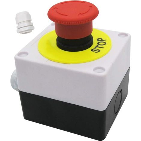 Not-aus-drucktaster Mit Rotem Pilz-stoppschalter, 22 Mm, 220 V Ac, 10 A, Ip65 Wasserdichtes Abs-gehäuse Für Industrielle Elektroinstallationen.