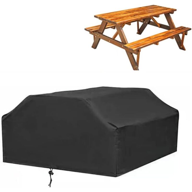 Rechteckige Schutzhüllen Für Terrassenbänke, Ideal Für Picknicktische Und Außenküchen, Schwarz, 185 X 150 X 80 Cm