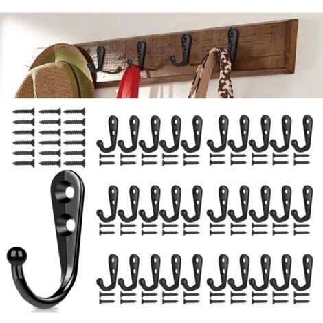 Set Mit 30 Schwarzen Wandhaken, Kleiderhaken Im Retro-stil, Wandhaken Aus Metall Für Küche, Bad Und Ankleidezimmer – Schwarz
