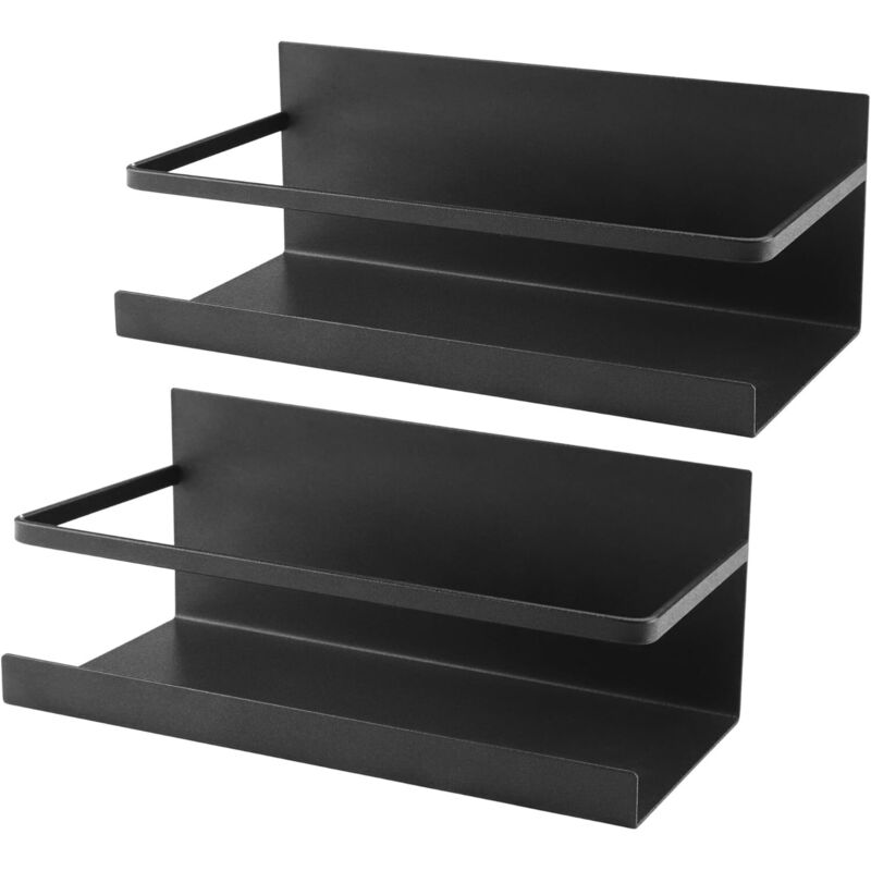Magnetisches Kühlschrankregal, 2er-set, Gewürzregal, Küchenorganizer, Platzsparend (schwarz)