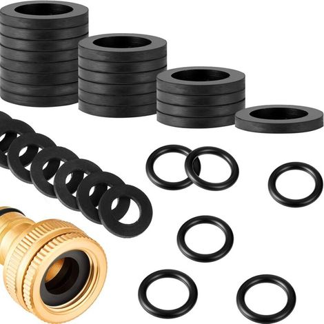 72-teiliges Dichtungsset Für Gummischläuche, Bestehend Aus 24 1/2"-anschlussscheiben, 24 Schlauch-o-ringen Und 24 3/4"-duschschlauchscheiben.
