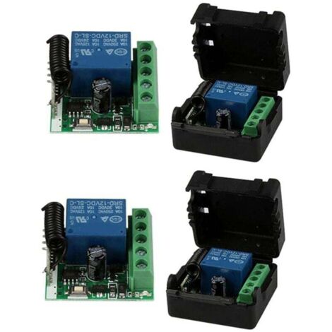 Set Mit 2 Universellen Drahtlosen Funkschaltern, 12 V, 1 Kanal, 433 Mhz, Empfänger Und Sender, Druckknopf Zum Selberbauen.