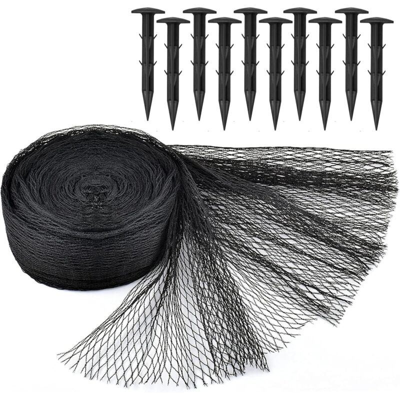 Koi-teich-netzset – 4,5 X 6 M – Schwarz – Feinmaschig Mit Blattmuster – Schützt Koi Vor Graureihern – Uv-schutz – Wiederverwendbar – Inkl. Heringen