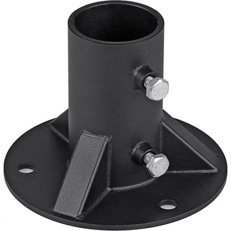 Robuste Stahlgrundplatte Für Zaunpfosten Mit Rundem Metall-erdungsflansch, Schwarze Montagehalterung Für Geländerstütze, Lichtmast Oder Briefkasten (52 Mm)