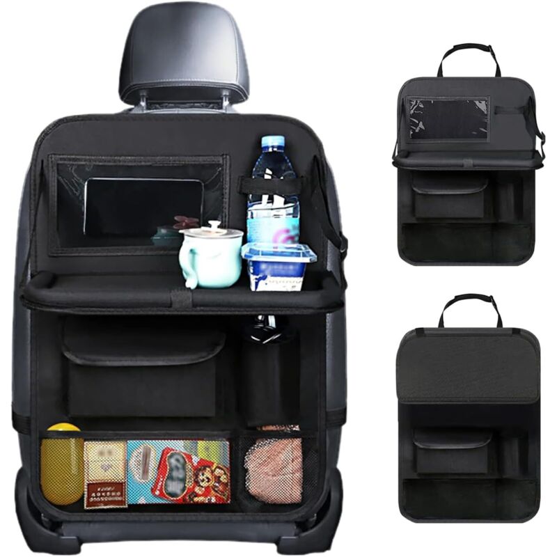 Autositz-organizer, Breiter Rückenlehnenschutz, Multifunktional, Wasserdicht, Mit Klapptisch, Tabletfach Und Zahlreichen Taschen, Schwarz