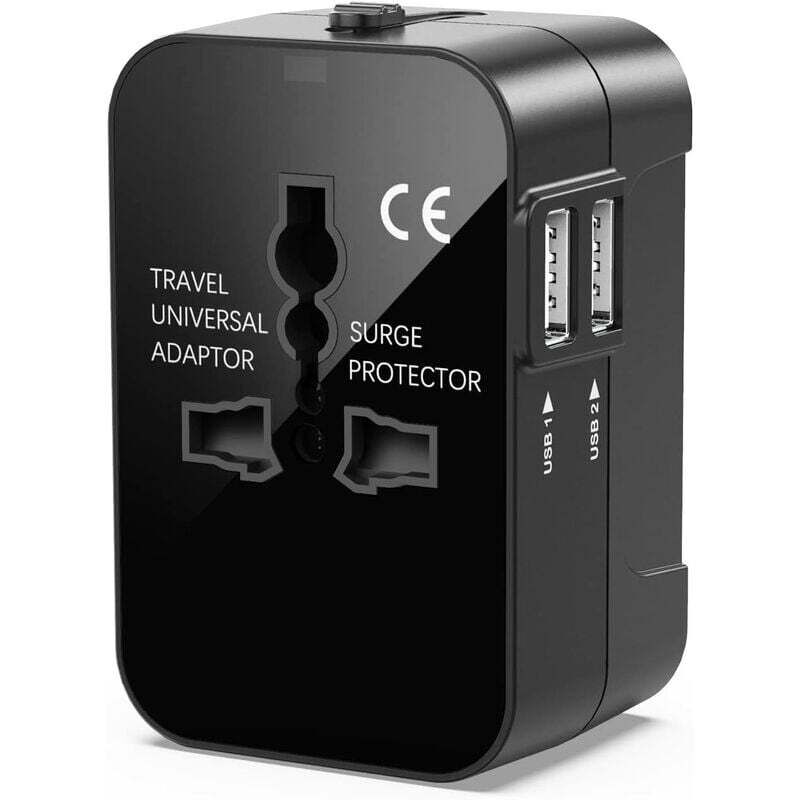 Universal-reiseadapter, Universal-reisesteckeradapter Mit 2 Usb-anschlüssen, Universal-netzadapter, Internationaler Stecker Für Usa, Großbritannien, Eu Und Australien.