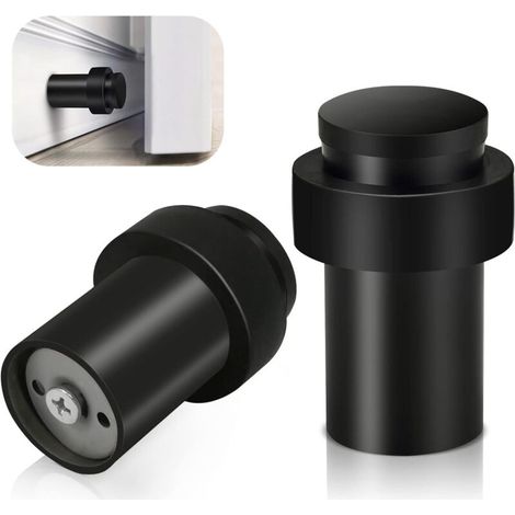 Robuste Türstopper Aus Edelstahl, Schwarz (2er-set) – Dekorative Wandschutzleisten Aus Vollgummi Für Fußleisten – 65 Mm