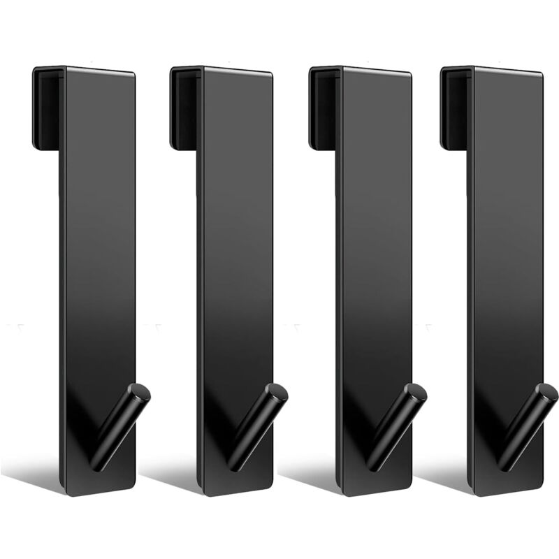 Set Mit 4 Duschhaken Aus Edelstahl, 13 Cm, Für Duschwände Aus Glas, Kein Bohren Erforderlich, Handtuchhalter Für Duschwände Aus Glas ≤ 10 Mm Dicke (schwarz)