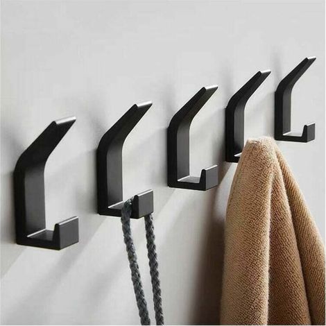 5-teiliges Badezimmerhaken-set, Schwarz, Doppelhandtuchhaken, Kleiderhaken, Huthaken, Accessoires Für Schlafzimmer, Wohnzimmer Und Küche