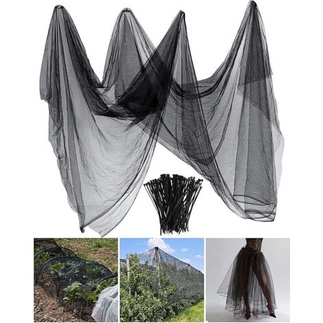 Insektennetz, Moskitonetz, Fliegennetz, Vogelschutznetz Und Schutz Für Gartenpflanzen (3 M X 10 M, Schwarz)