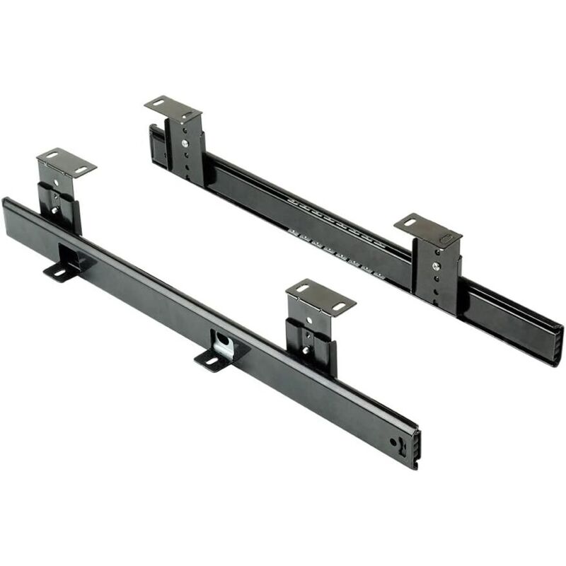 Kugelgelagerte Gleitschienen Für Untertischablagen/tischplatten Oder Tastaturschubladen, Höhenverstellbares Gleitschienen-set, Schwarz Verzinkter Stahl (35 Cm)