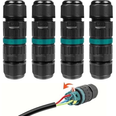 Set Mit 4 Wasserdichten Steckverbindern Für 3 Adern, Wasserdichter Kabelstecker, Elektrische Anschlussdose, Wasserdichter Elektrischer Verbinder Mit Schutzart Ip68, Außenkabelverbindung Mit Hülse Für