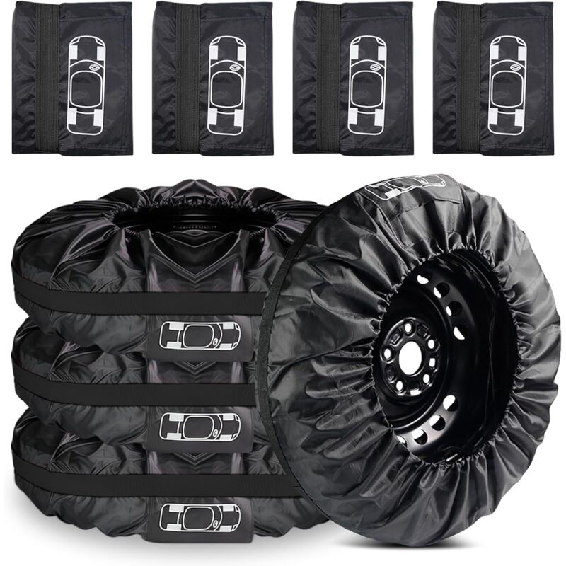 Set Mit 4 Reifenabdeckungen Für 19 Bis 23 Zoll Reifen: Wasserdichte Und Staubdichte Abdeckungen Mit Tragegriff, Ideal Zum Aufbewahren, Transportieren, Sonnenschutz Und Reinigen Von Reifen.
