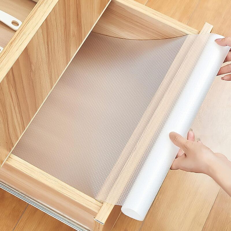 Rutschfeste Schubladenmatte, Selbstklebende Eva-matte, Transparente Und Wasserdichte Kühlschrankmatte, Zuschneidbar Zum Schutz Von Schubladen, Schränken Und Küchenregalen.