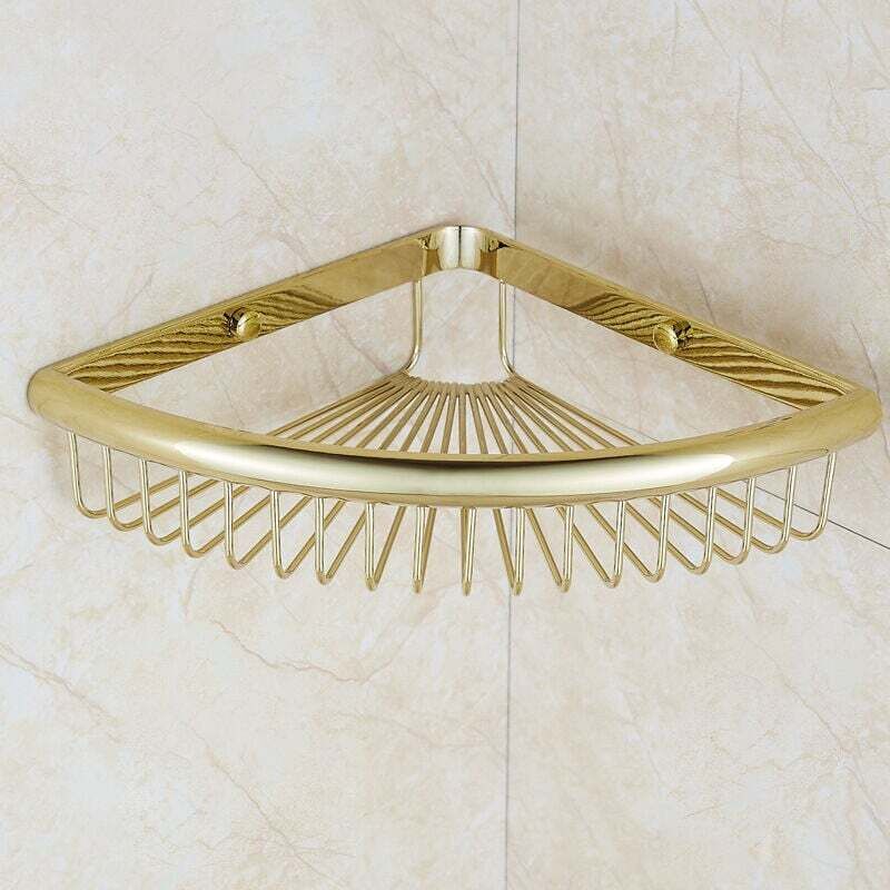 Dreieckiges Duschregal Aus Kupfer, 1 Stück, Zur Wandmontage, Eckmontage, Für Badezimmer, Küche, Schlafzimmer, Wohnzimmer, Aufbewahrungskorb (gold)