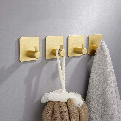 Set Mit 4 Selbstklebenden Wandhaken Für Badezimmer, Zum Aufhängen Von Küchenhandtüchern, Praktische Klebehaken (gold)