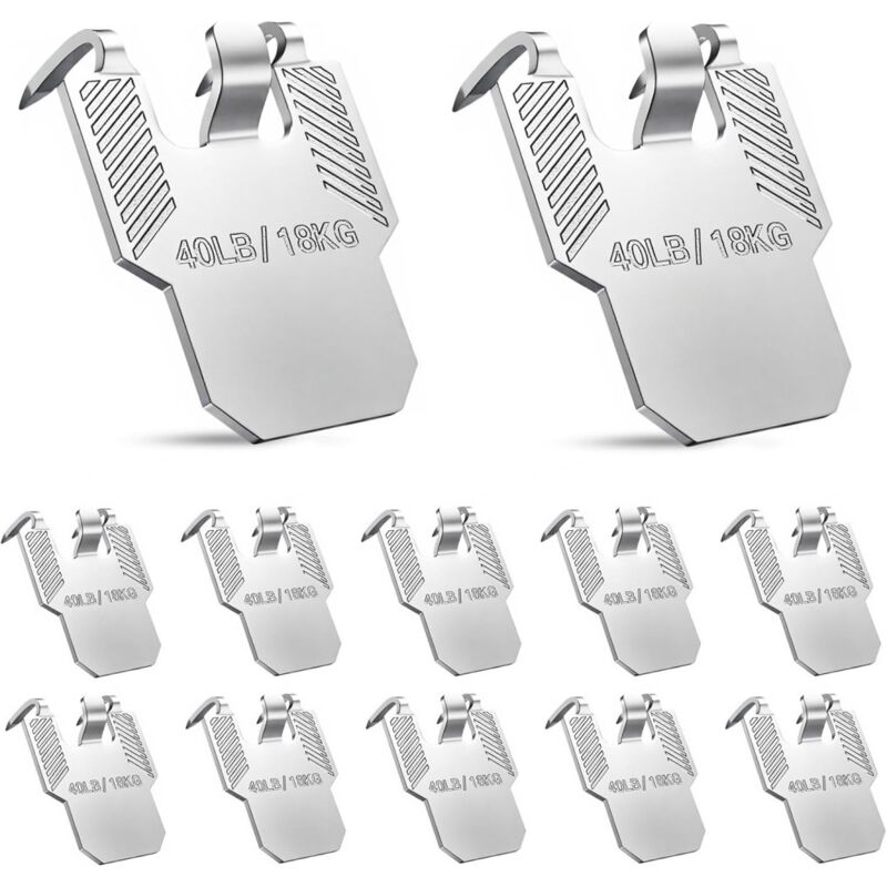 Packung Mit 20 Edelstahl-trockenbauclips, Keine Nägel Erforderlich, Tragkraft Bis Zu 18 Kg, Zum Aufhängen Von Fotos, Postern, Rahmen, Kunstsets (silber)