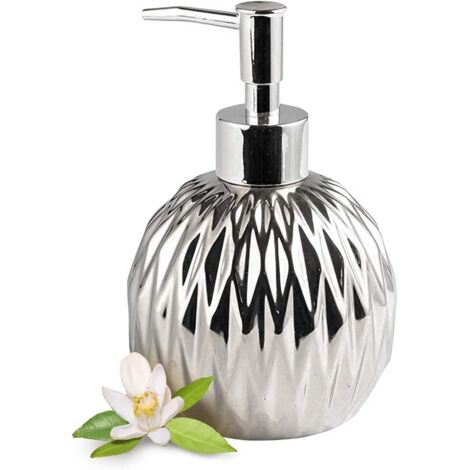 Seifenspender Aus Keramik In Silber – Moderner Landhausstil – Für Elegante Badezimmer-, Hotel- Oder Kücheneinrichtungen – Silber