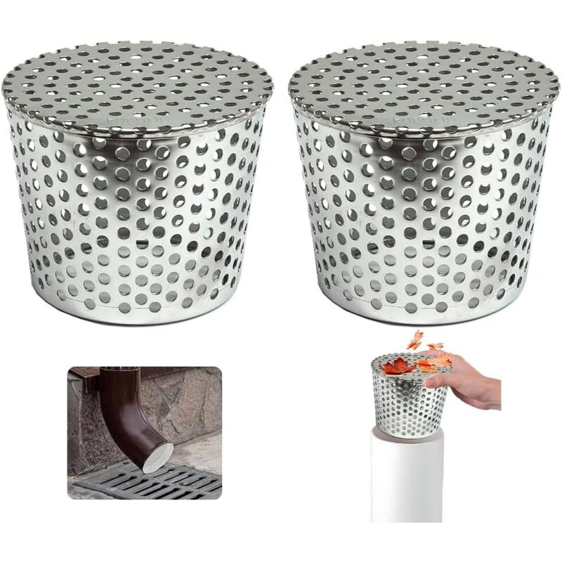Edelstahl-dachrinnenfilter, 2er-set Für 90–110 Mm Dachrinnen, Maschenfilter, Dachrinnenschutzgitter, Verstopfungsschutzfilter