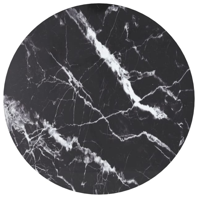 Tischplatte Schwarz Ø70x0,8 Cm Hartglas In Marmoroptik
