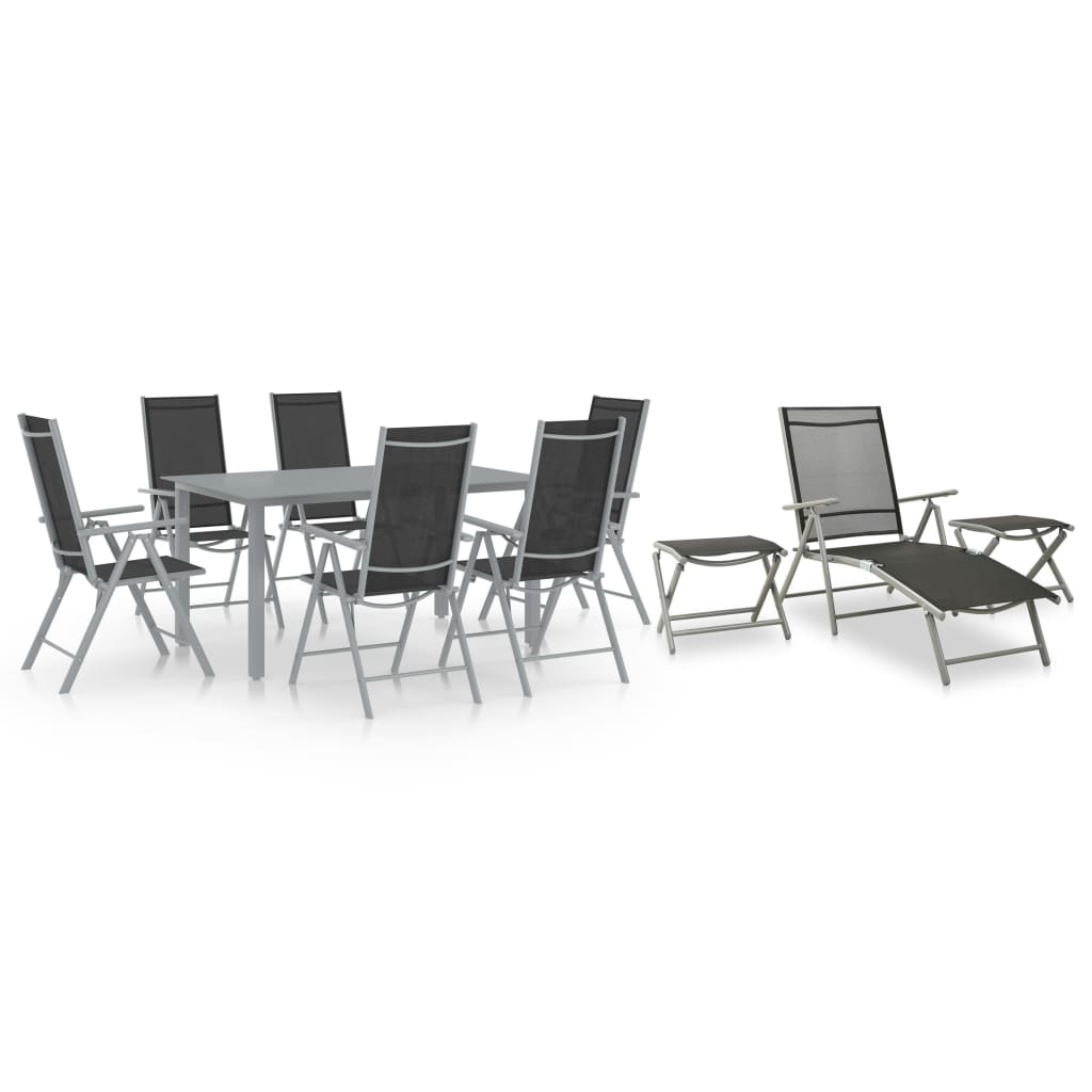 10-tlg. Garten-essgruppe Schwarz Und Silbern