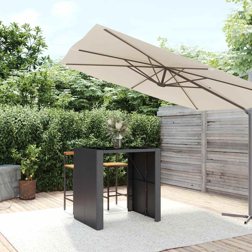 Bartisch Mit Glasplatte Schwarz 105x80x110 Cm Poly Rattan