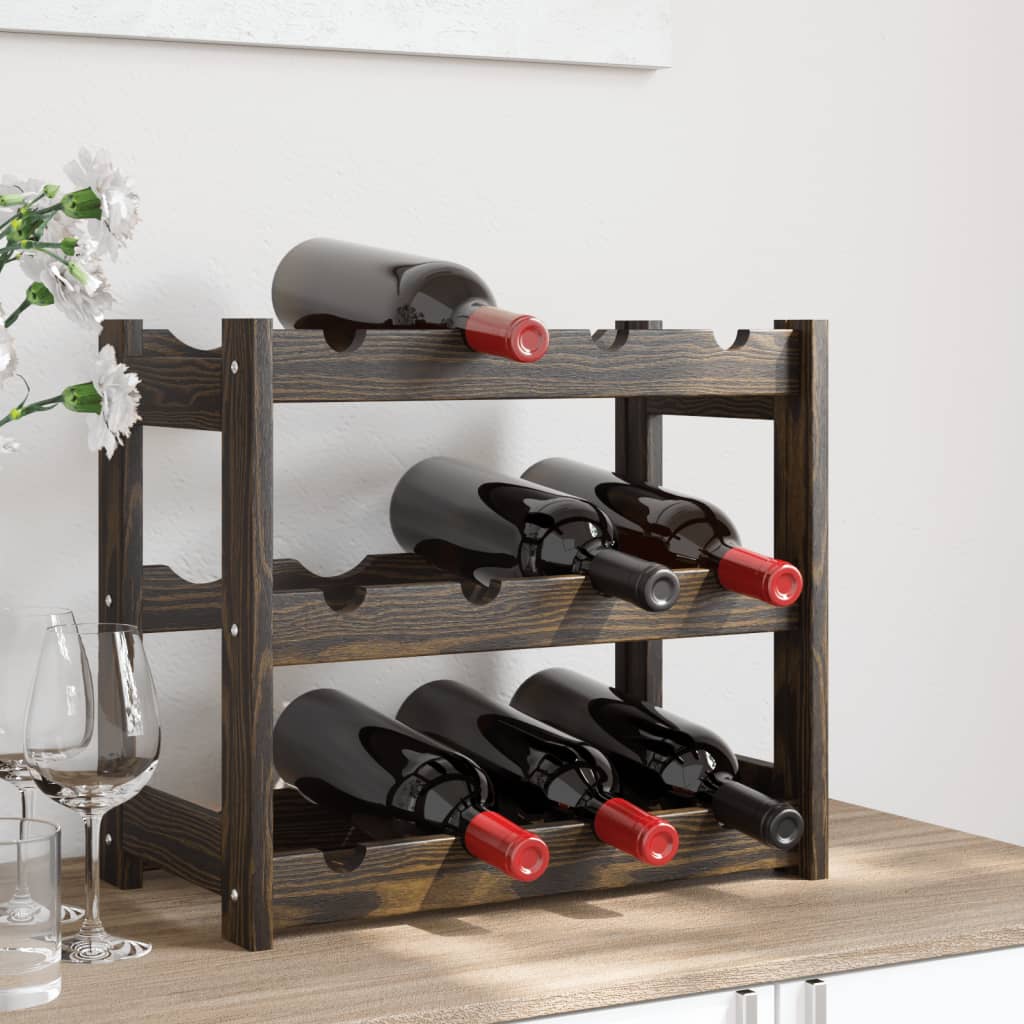 Weinregal Für 12 Flaschen Schwarz Massivholz Kiefer