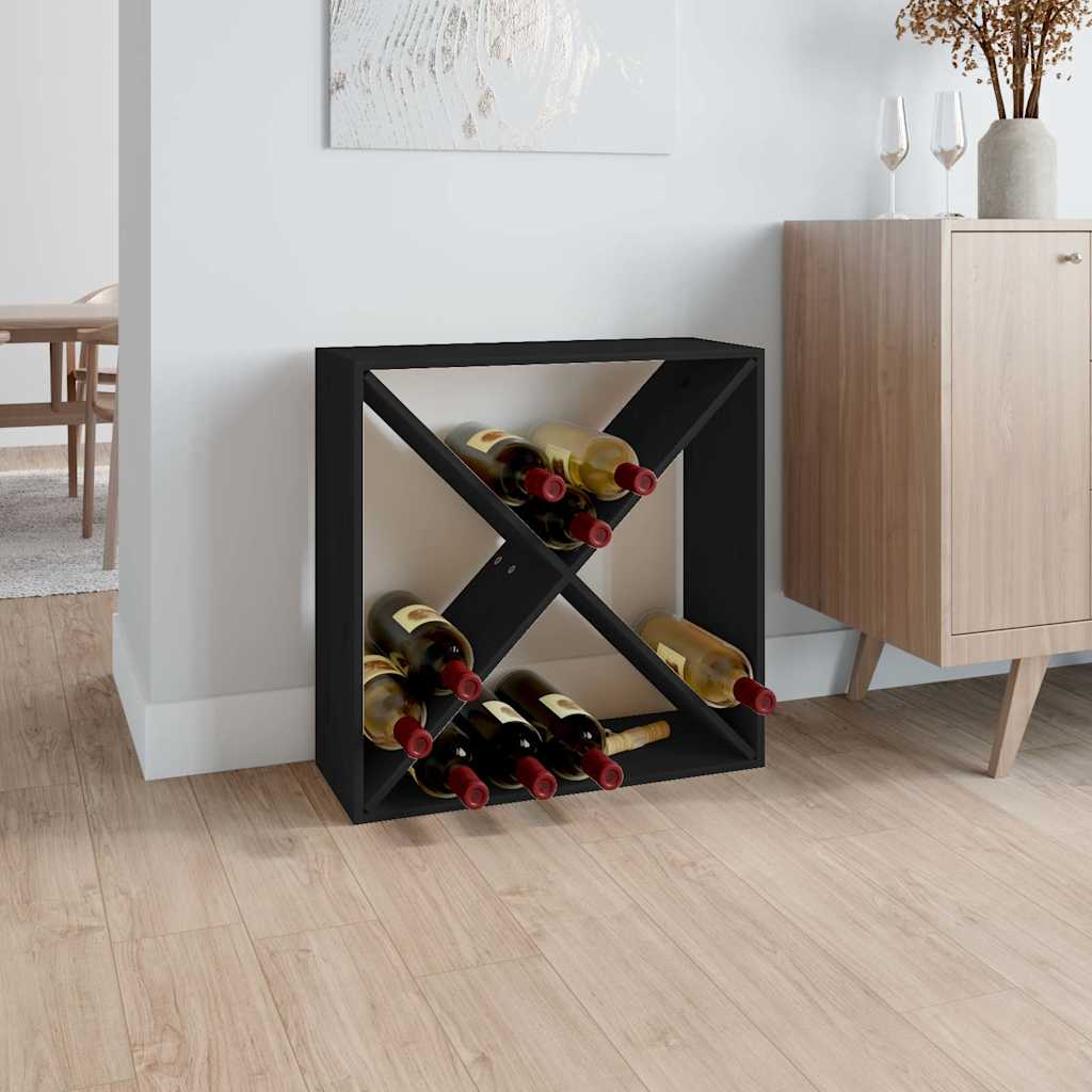 Weinregal Schwarz 62x25x62 Cm Massivholz Kiefer