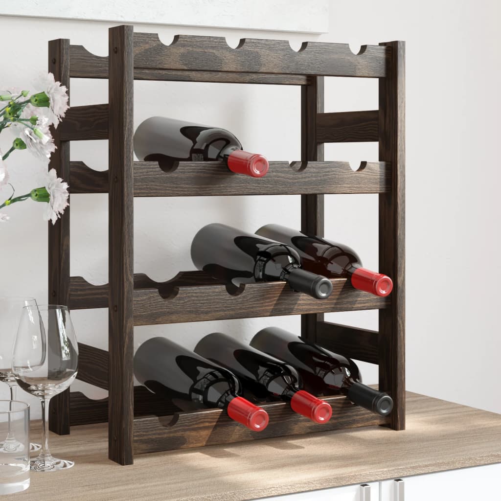 Weinregal Für 16 Flaschen Schwarz Massivholz Kiefer