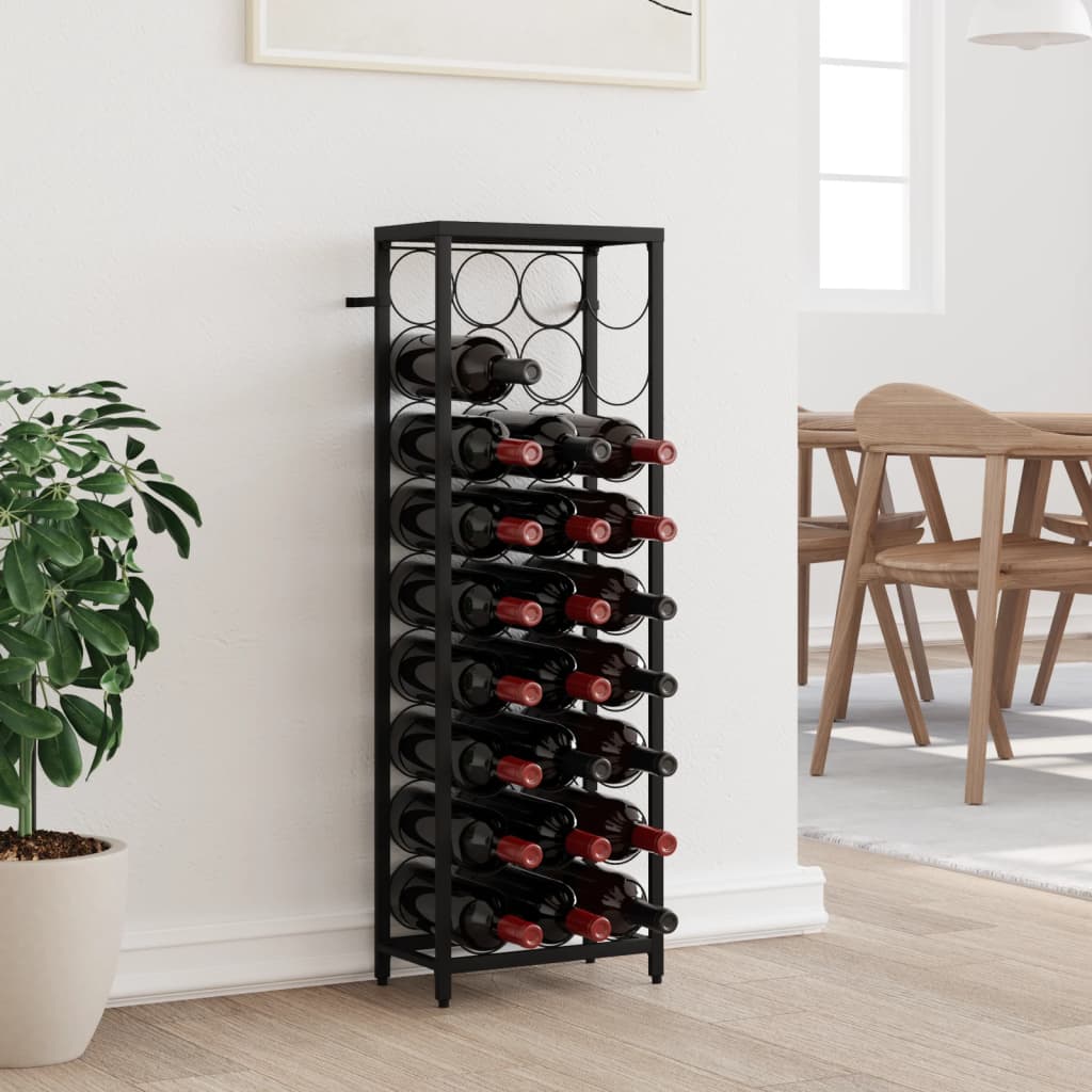 Weinregal Für 27 Flaschen Schwarz 34x18x100 Cm Schmiedeeisen