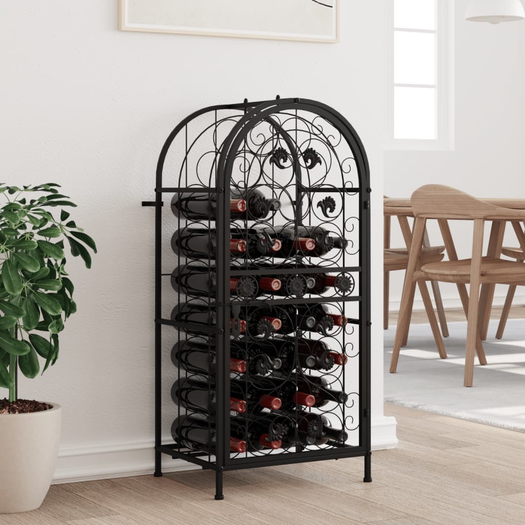 Weinregal Für 33 Flaschen Schwarz 45x36x100 Cm Schmiedeeisen