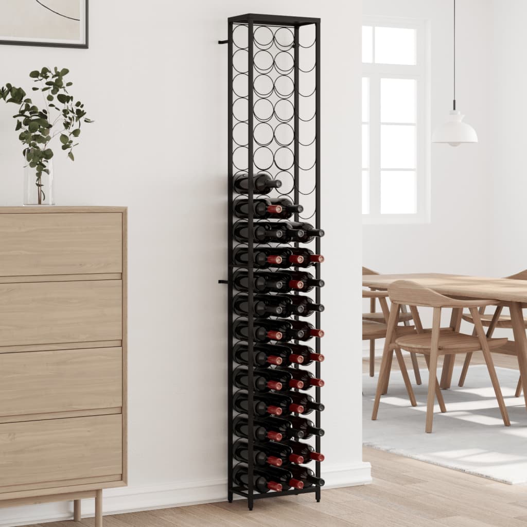 Weinregal Für 57 Flaschen Schwarz 34x18x200 Cm Schmiedeeisen
