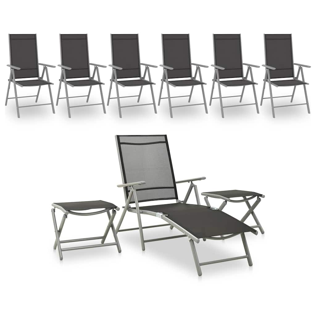9-tlg. Garten-lounge-set Schwarz Und Silbern