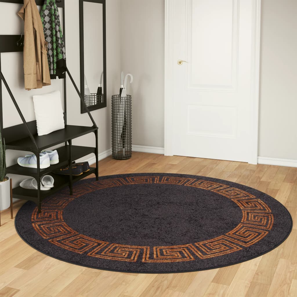 Teppich Waschbar Schwarz Und Golden Ø 200 Cm