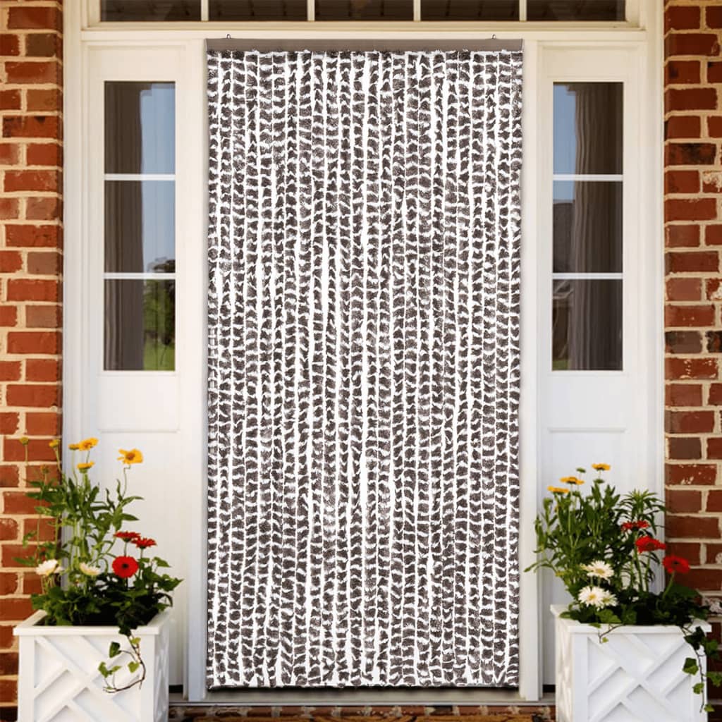 Insektenschutz-vorhang Taupe Und Weiß 100x220 Cm Chenille