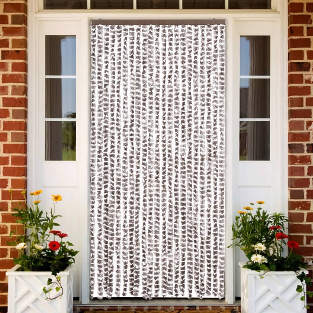 Insektenschutz-vorhang Taupe Und Weiß 90x220 Cm Chenille