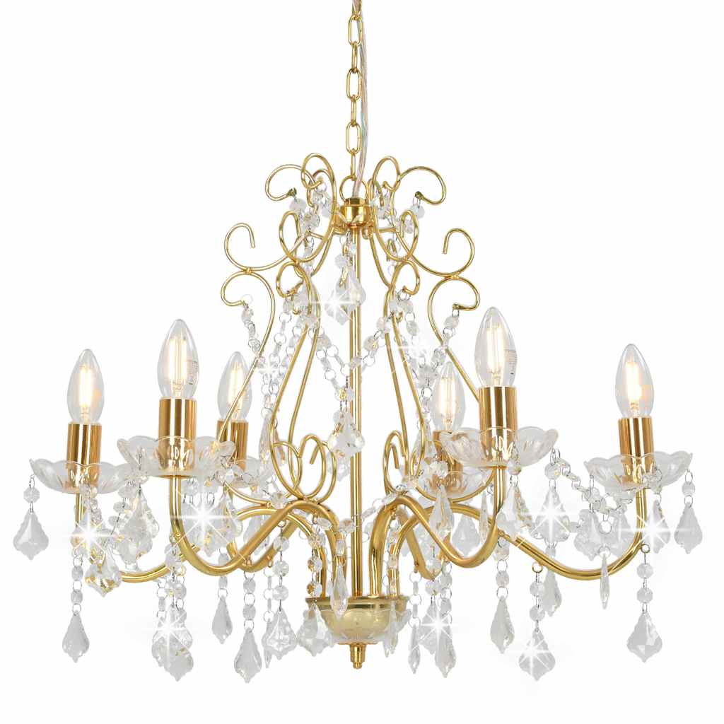 Kronleuchter Mit Kristallperlen Golden Rund 6×e14