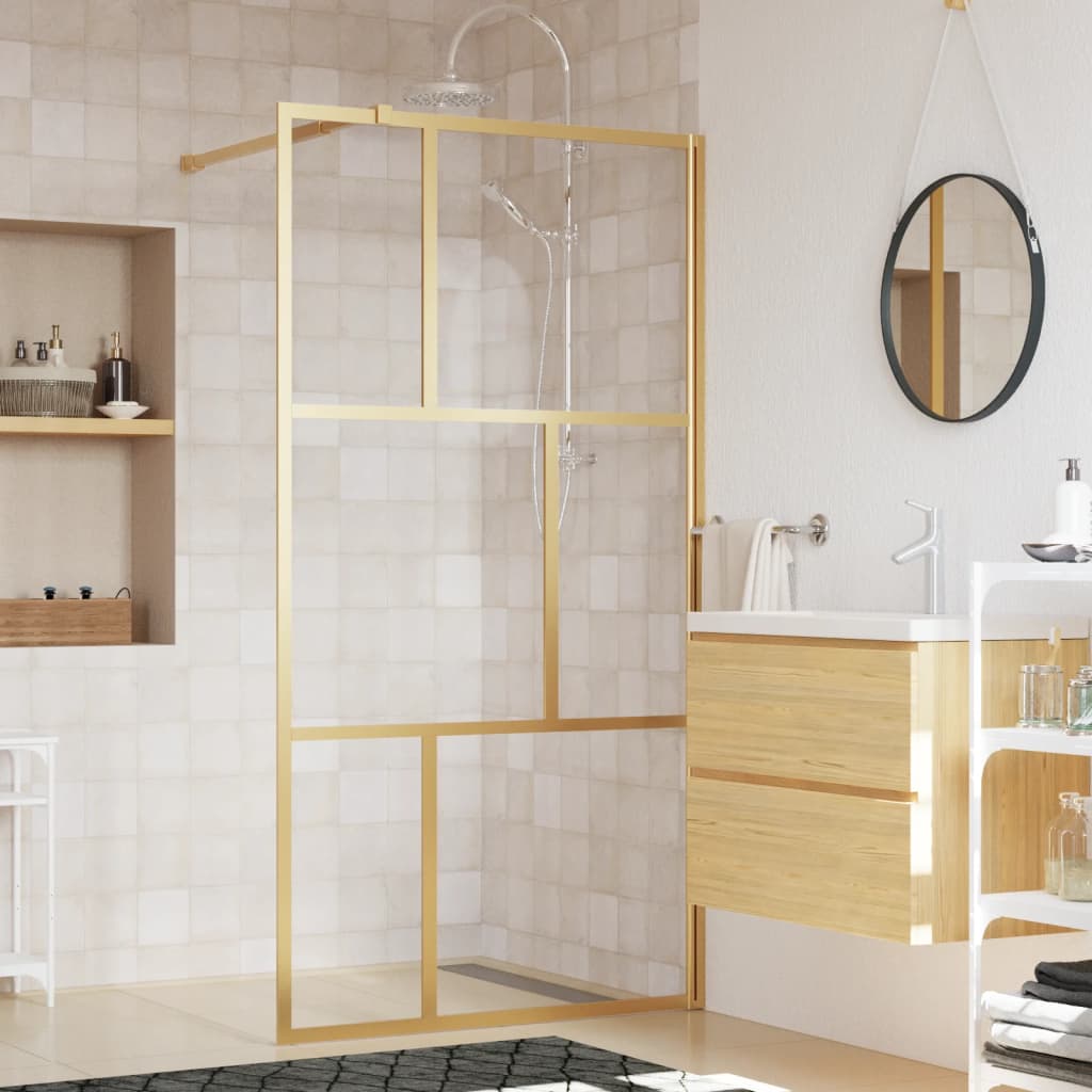 Duschwand Für Begehbare Dusche Esg Klarglas Golden 115x195cm