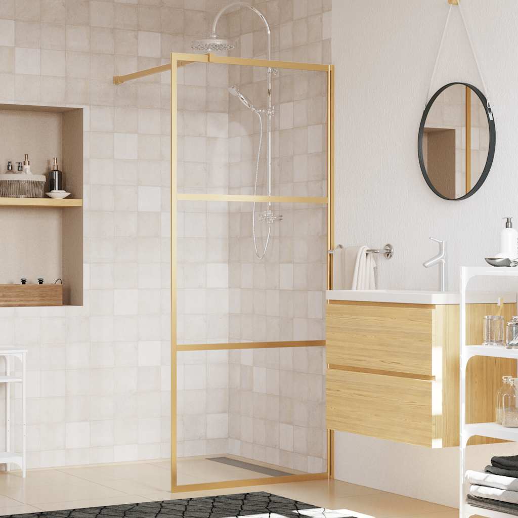 Duschwand Für Begehbare Dusche Mit Esg Klarglas Golden 80x195cm