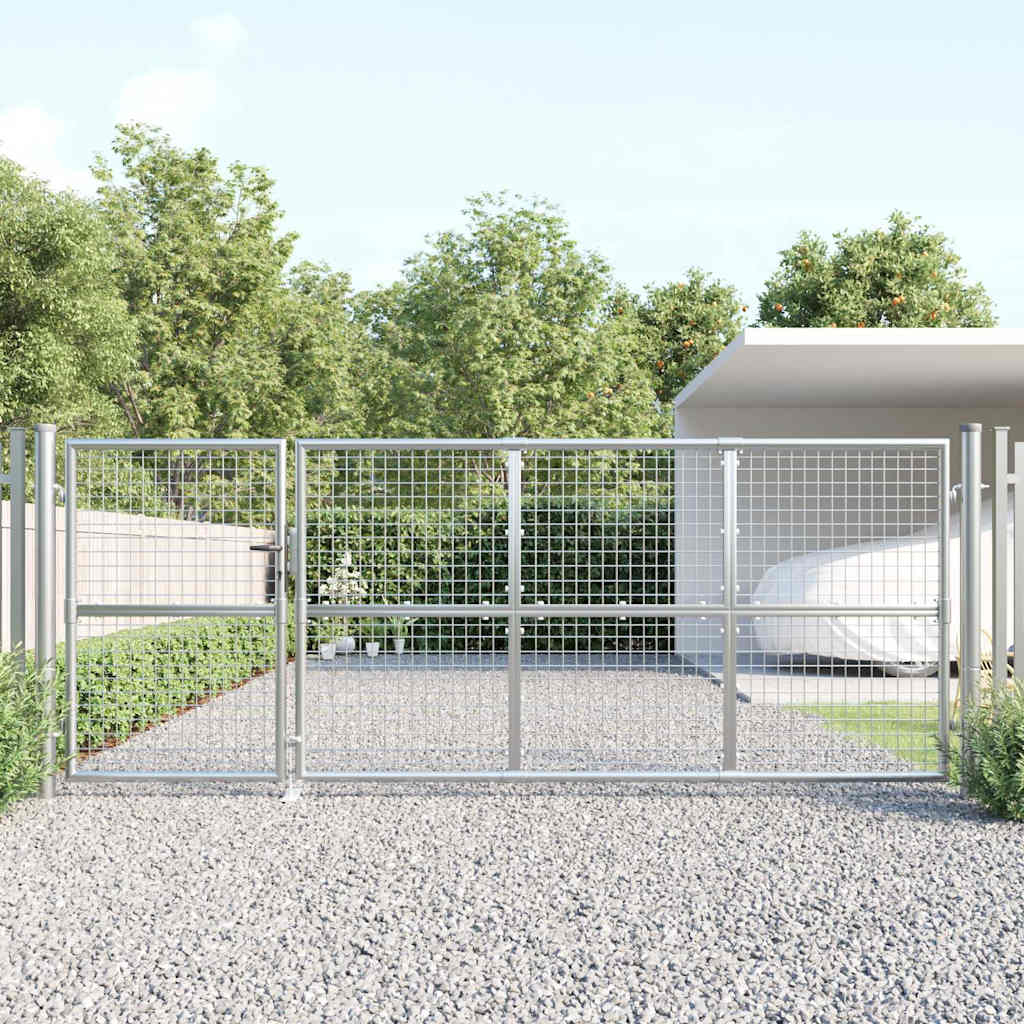 Maschen-gartentor Silber 350x125 Cm Verzinkter Stahl