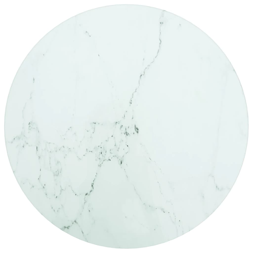 Tischplatte Weiß Ø30x0,8 Cm Hartglas In Marmoroptik