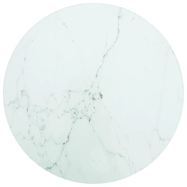 Tischplatte Weiß Ø30x0,8 Cm Hartglas In Marmoroptik