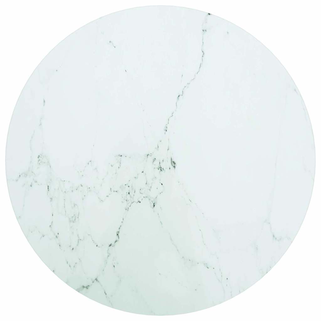Tischplatte Weiß Ø50x0,8 Cm Hartglas In Marmoroptik