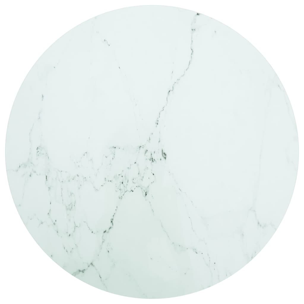 Tischplatte Weiß Ø80x1 Cm Hartglas In Marmoroptik