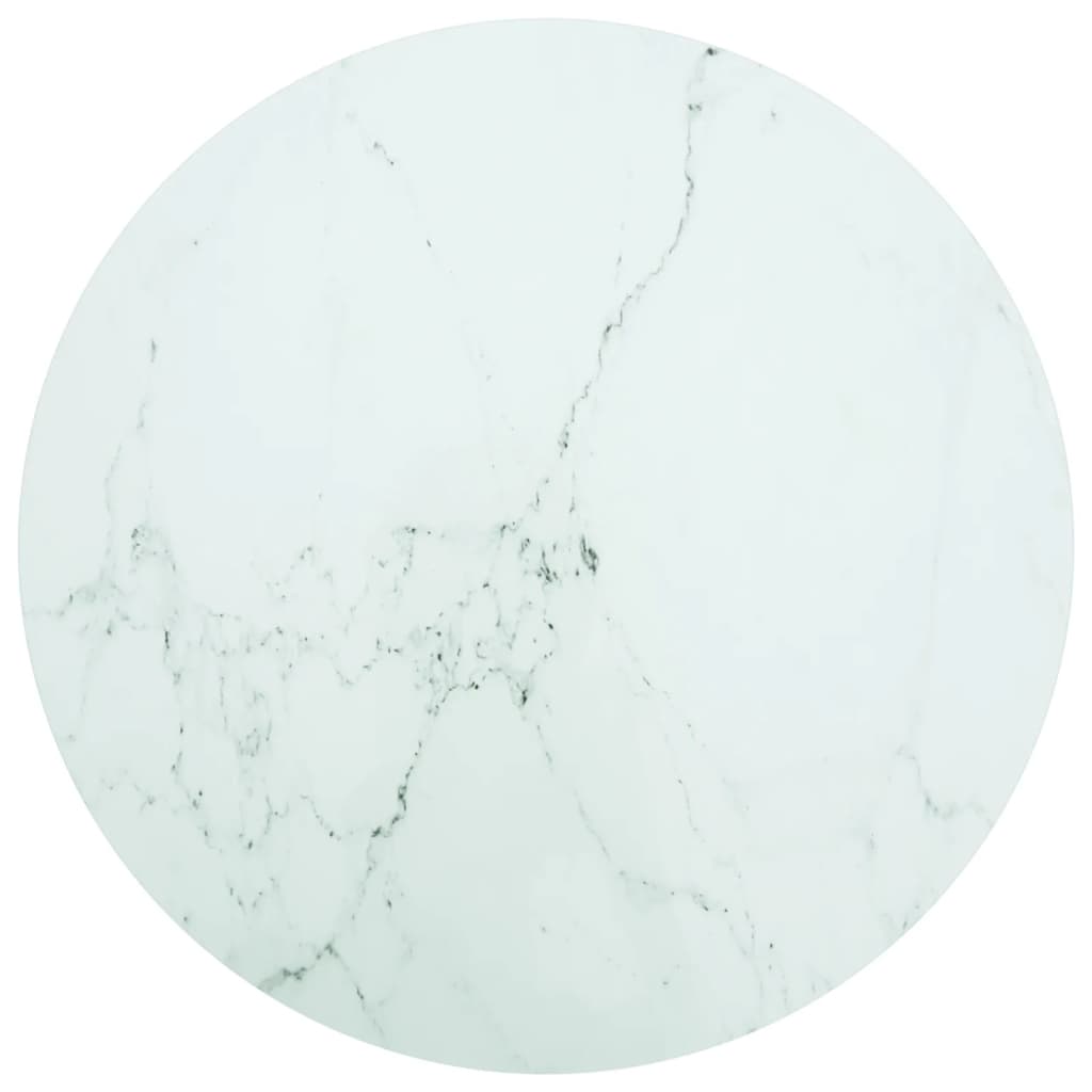 Tischplatte Weiß Ø90x1 Cm Hartglas In Marmoroptik