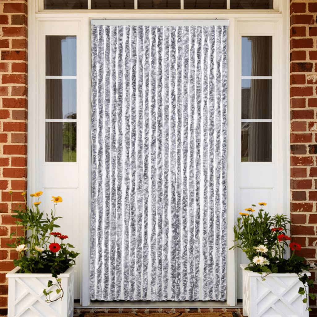 Insektenschutz-vorhang Weiß Und Grau 90x200 Cm Chenille