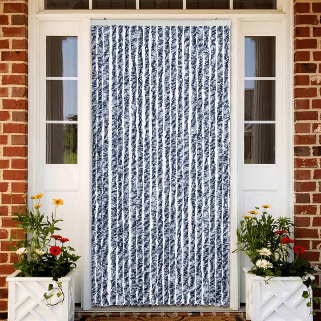 Insektenschutz-vorhang Blau, Weiß Und Silbern 90x220cm Chenille