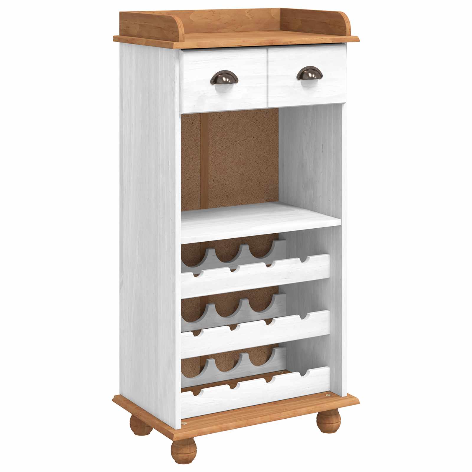 Weinschrank Askim Weiß Mit Honigoberfläche 57 X 37 X 114 Cm