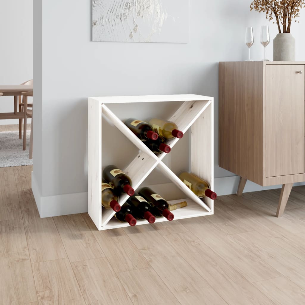 Weinregal Weiß 62x25x62 Cm Massivholz Kiefer
